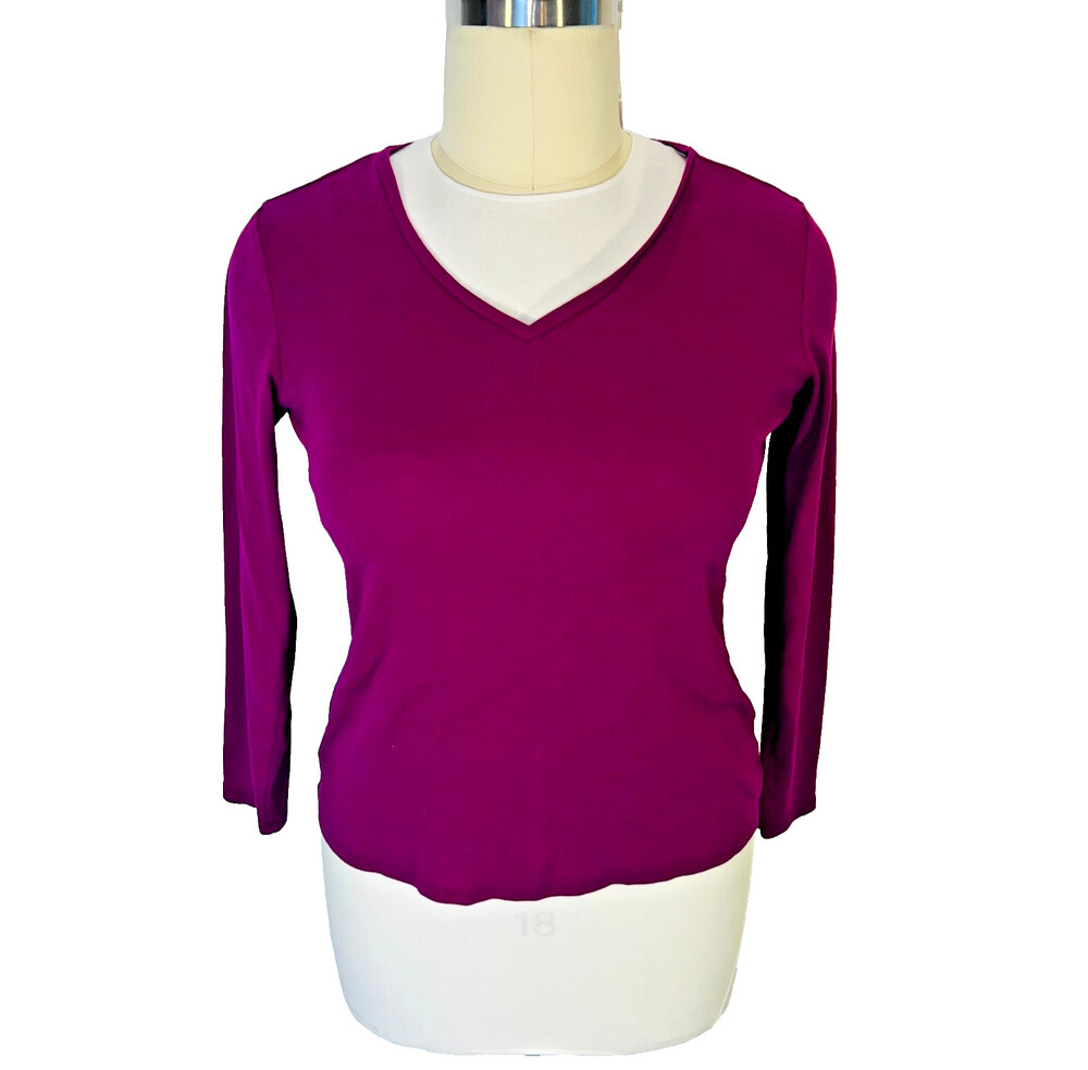 Liz Claiborne Long Sleeve Top Womens XL XLT Purple V-Neck T-Shirt